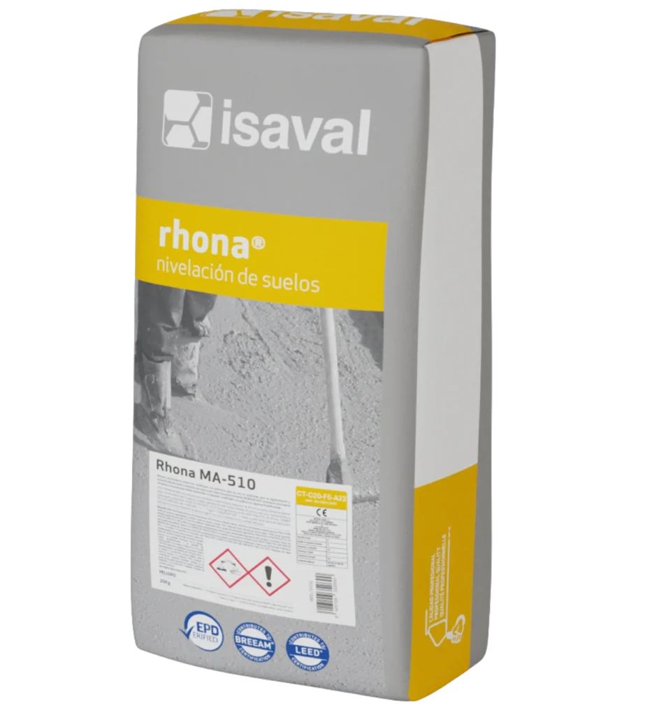 Rhona MA-510 Isaval, mortero autonivelante cementoso para pisos industriales